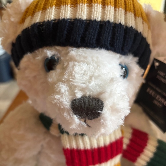 HBC Stripes "HUDSON Bear"stuffed animal with  Knit Scarf & Hat. New with tags. - Picture 3 of 4